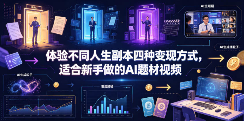 体验不同人生副本四种变现方式,适合新手做的AI题材视频-靠谱项目库