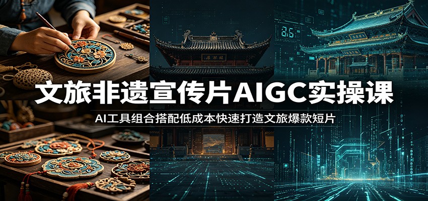 文旅非遗宣传片AIGC实操课：AI工具组合搭配低成本快速打造文旅爆款短片-靠谱项目库