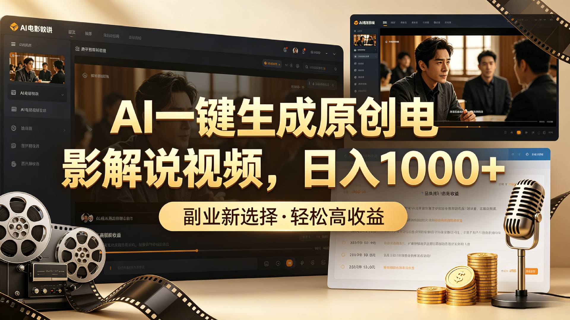 AI一键生成原创电影解说视频,日入1000+!-靠谱项目库