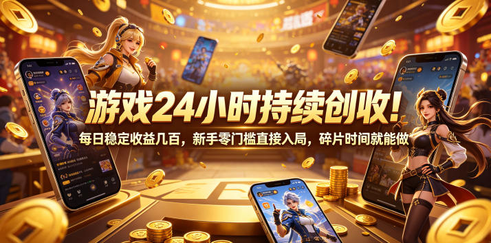游戏24小时持续创收！每日稳定收益几百，新手零门槛直接入局，碎片时间就能做【揭秘】-靠谱项目库