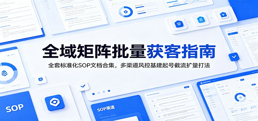全域矩阵批量获客指南:全套标准化SOP文档合集,多渠道风控基建起号截流扩量打法-靠谱项目库