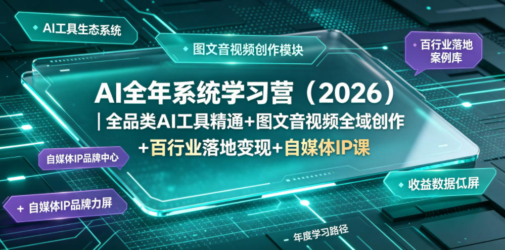 AI全年系统学习营（2026）｜全品类AI工具精通+图文音视频全域创作+百行业落地变现+自媒体IP打造年度进阶大课-靠谱项目库
