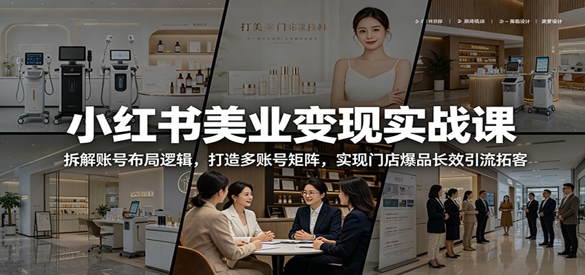 小红书美业变现实战课：拆解账号布局逻辑，打造多账号矩阵，实现门店爆品长效引流拓客-靠谱项目库