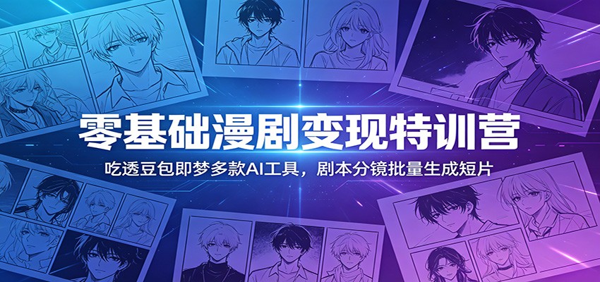 零基础漫剧变现特训营：吃透豆包即梦多款AI工具，剧本分镜批量生成短片-靠谱项目库