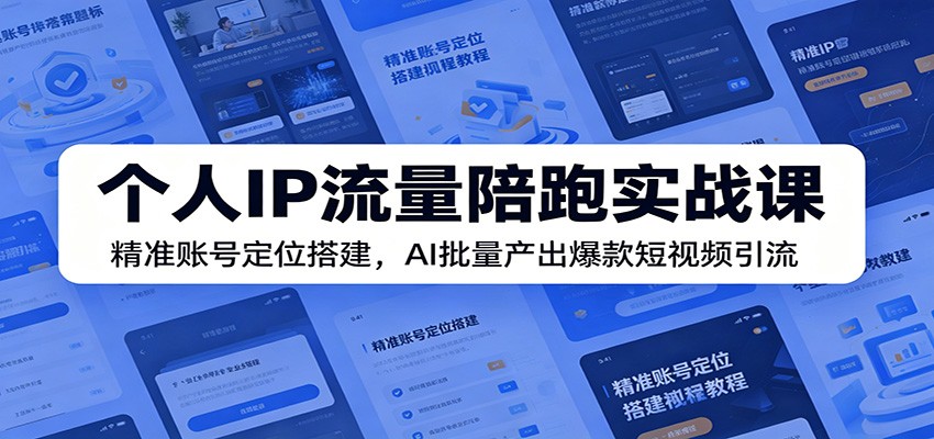 个人IP流量陪跑实战课：精准账号定位搭建，AI批量产出爆款短视频引流-靠谱项目库