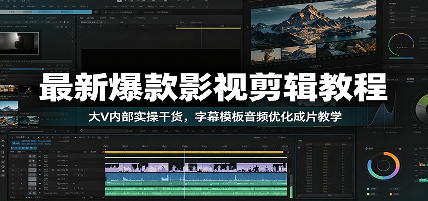 最新爆款影视剪辑教程:大V内部实操干货,字幕模板音频优化成片教学-靠谱项目库