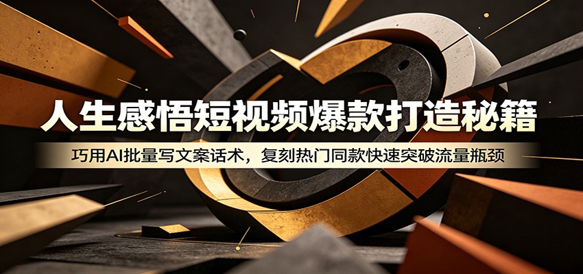 人生感悟短视频爆款打造秘籍:巧用A 批量写文案话术,复刻热门同款快速突破流量瓶颈-靠谱项目库