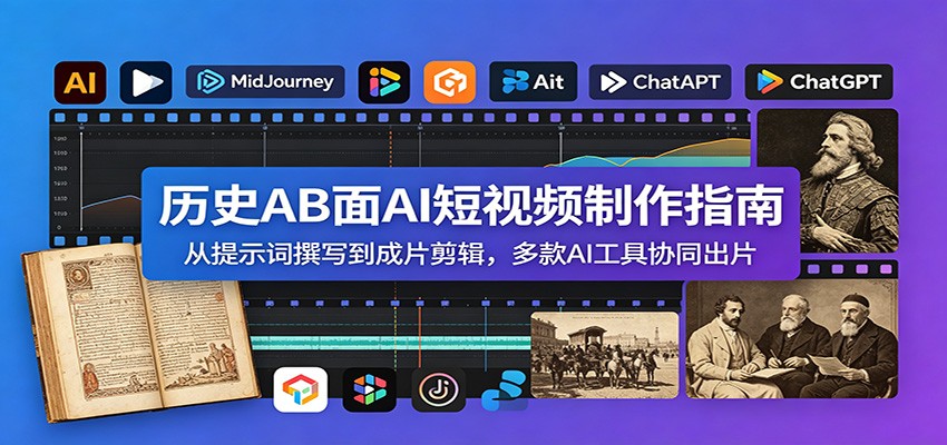 历史AB面AI短视频制作指南：从提示词撰写到成片剪辑，多款AI工具协同出片-靠谱项目库