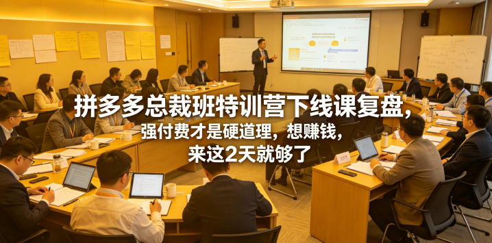 拼多多总裁班特训营下线课复盘,强付费才是硬道理,想賺钱,来这2天就够了-靠谱项目库
