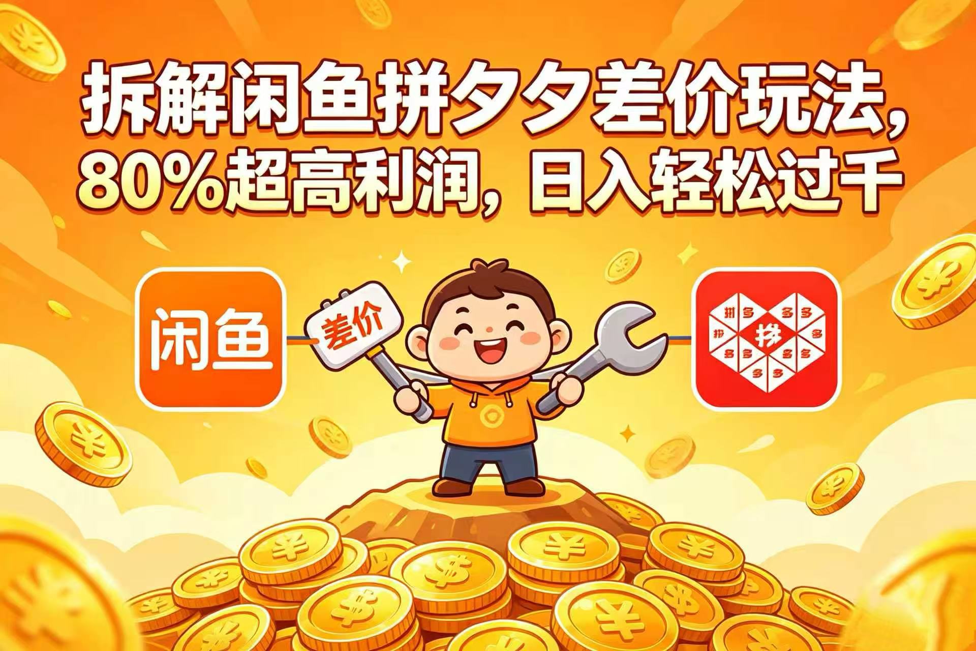 拆解闲鱼拼夕夕差价玩法,80% 超高利润,日入轻松过千-靠谱项目库