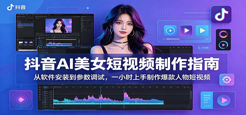 抖音AI美女短视频制作指南：从软件安装到参数调试，一小时上手制作爆款人物短视频-靠谱项目库