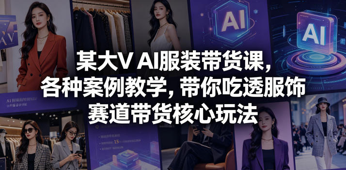 某大V AI服装带货课,各种案例教学,带你吃透服饰赛道带货核心玩法-靠谱项目库
