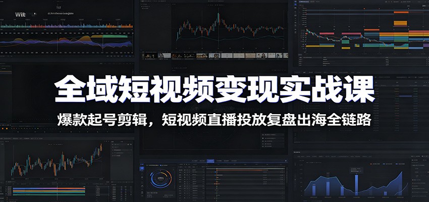 全域短视频变现实战课：爆款起号剪辑，短视频直播投放复盘出海全链路-靠谱项目库