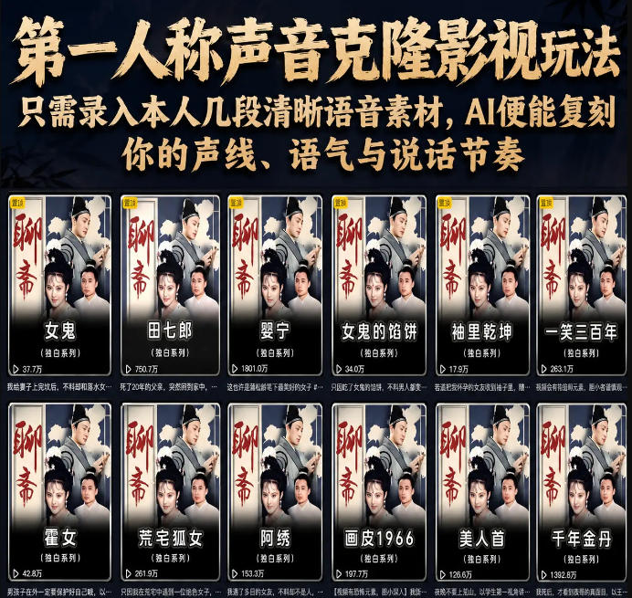 第一人称声音克隆影视玩法,只需录入本人几段清晰语音素材,AI便能复刻你的声线、语气与说话节奏-靠谱项目库