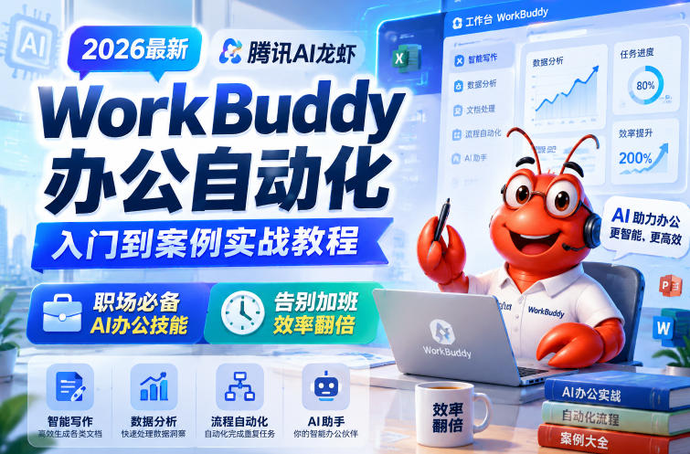 2026最新腾讯AI龙虾WorkBuddy办公自动化入门到案例实战教程，职场必备AI办公技能，告别加班，效率翻倍-靠谱项目库