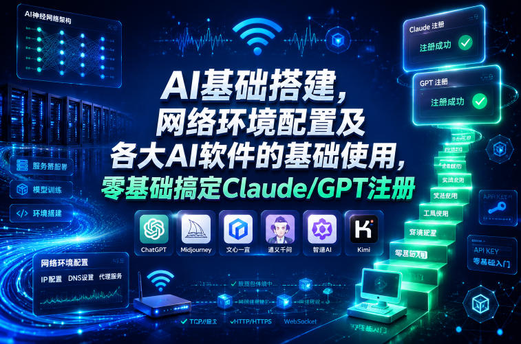 AI基础搭建,网络环境配置及各大AI软件的基础使用,零基础搞定Claude/GPT注册-靠谱项目库