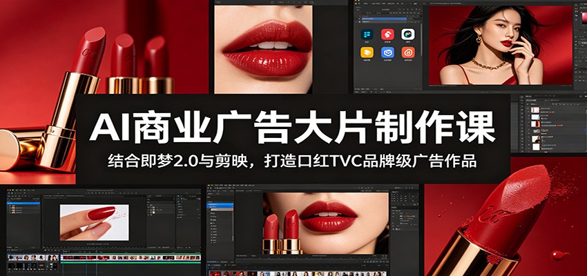 AI商业广告大片制作课:结合即梦2.0与剪映,打造口红TVC品牌级广告作品-靠谱项目库