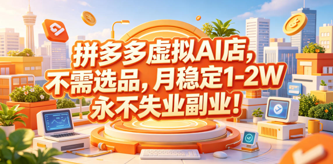拼多多虚拟AI店,不需选品,月稳定1-2W,永不失业副业!【揭秘】-靠谱项目库
