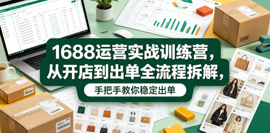 1688运营实战训练营，从开店到出单全流程拆解，手把手教你稳定出单-靠谱项目库