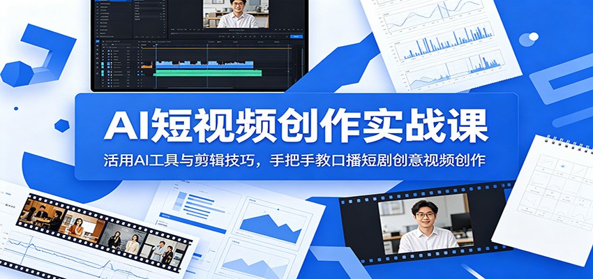 AI短视频创作实战课：活用AI工具与剪辑技巧，手把手教口播短剧创意视频创作-靠谱项目库