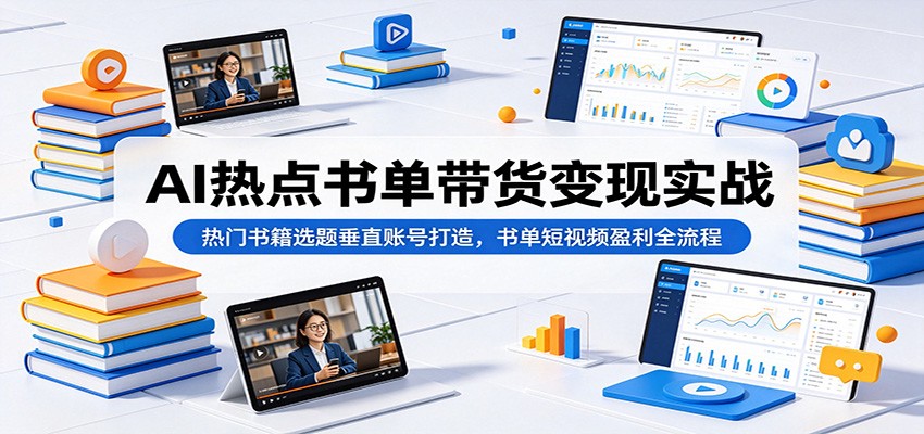 AI热点书单带货变现实战:热门书籍选题垂直账号打造,书单短视频盈利全流程-靠谱项目库