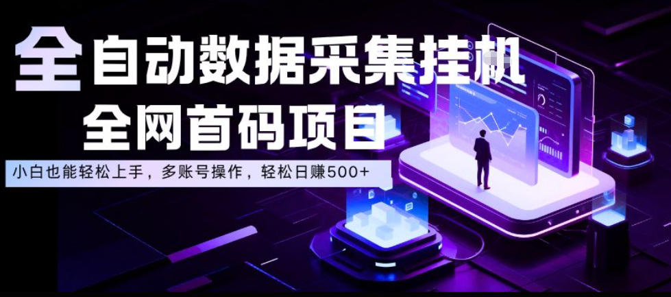 全自动数据采集挂G，全网首码项目，简单易操作，小白也能轻松上手，多账号操作，轻松日入500+【揭秘】-靠谱项目库
