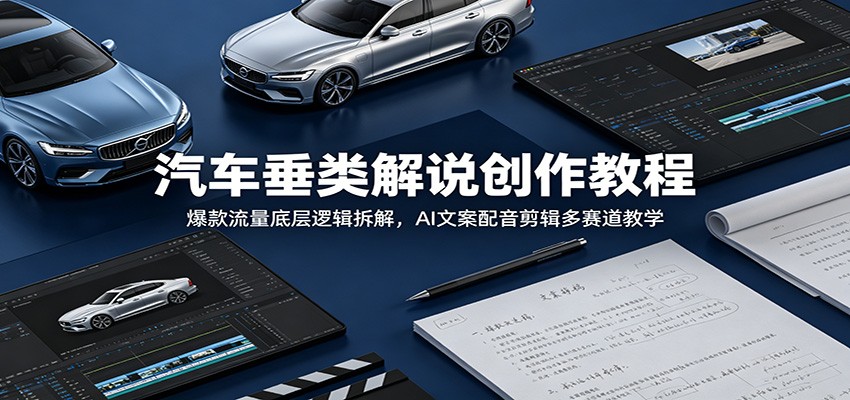 汽车垂类解说创作教程:爆款流量底层逻辑拆解,AI文案配音剪辑多赛道教学-靠谱项目库