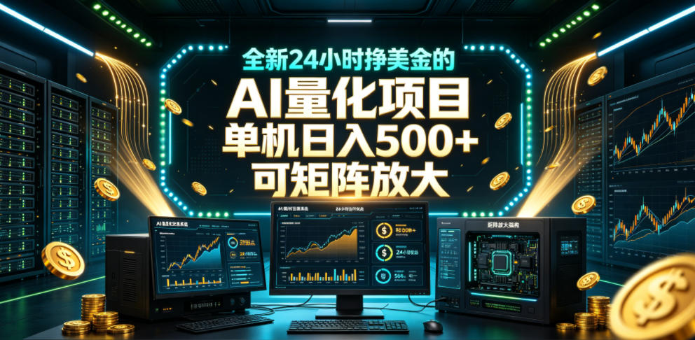 全新24小时挣美金的AI量化项目,单机日入500+,每天见收益,可矩阵放大【揭秘】-靠谱项目库
