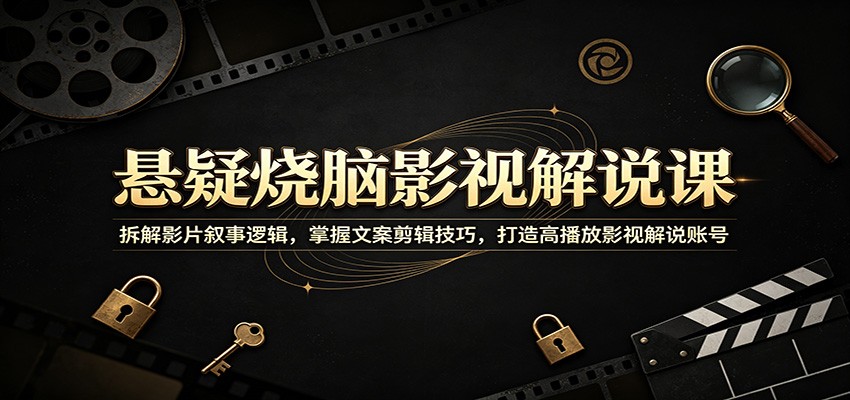 悬疑烧脑影视解说课:拆解影片叙事逻辑,掌握文案剪辑技巧,打造高播放影视解说账号-靠谱项目库