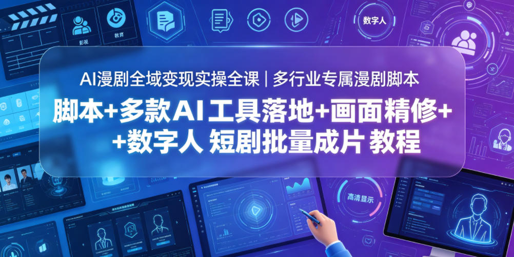 AI漫剧全域变现实操全课｜多行业专属漫剧脚本+多款AI工具落地+画面精修+数字人短剧批量成片全教程-靠谱项目库
