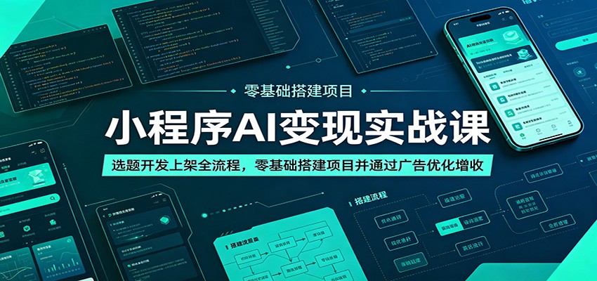 小程序AI变现实战课:选题开发上架全流程,零基础搭建项目并通过广告优化增收-靠谱项目库