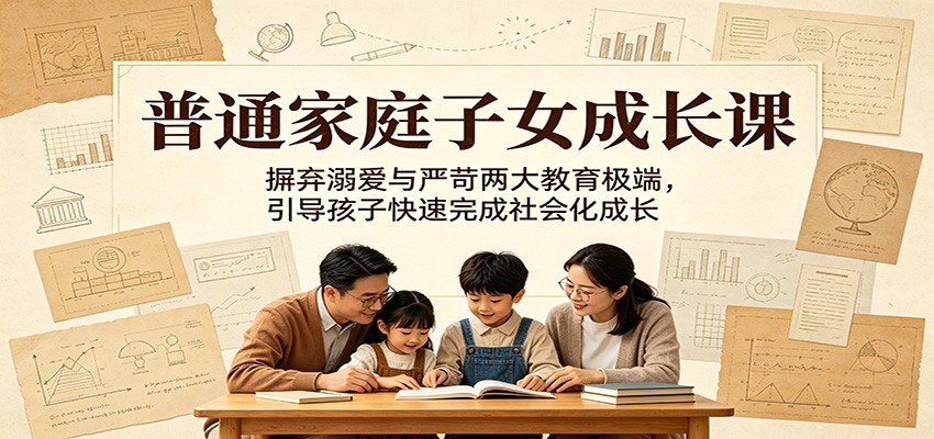 普通家庭子女成长课:摒弃溺爱与严苛两大教育极端,引导孩子快速完成社会化成长-靠谱项目库