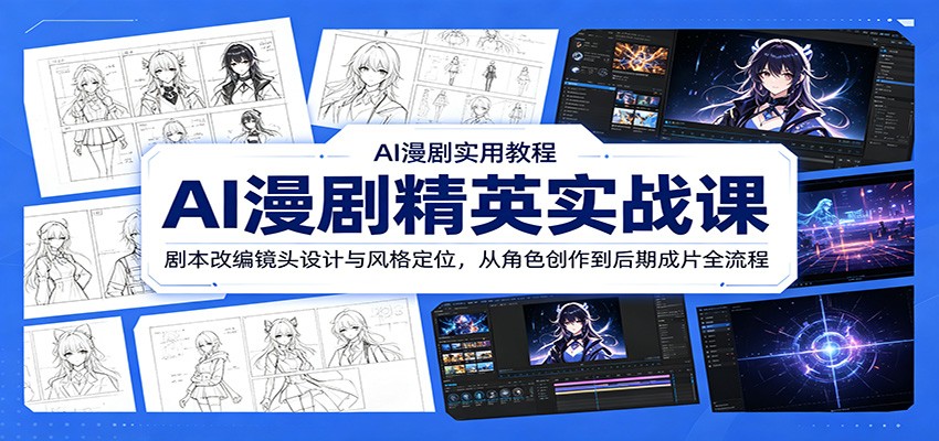 AI漫剧精英实战课:剧本改编镜头设计与风格定位,从角色创作到后期成片全流程-靠谱项目库