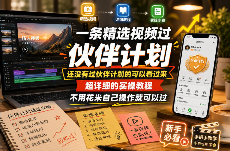 一条精选视频过伙伴计划,还没有过伙伴计划的可以看过来,超详细的实操教程,不用花米自己操作就可以过-靠谱项目库
