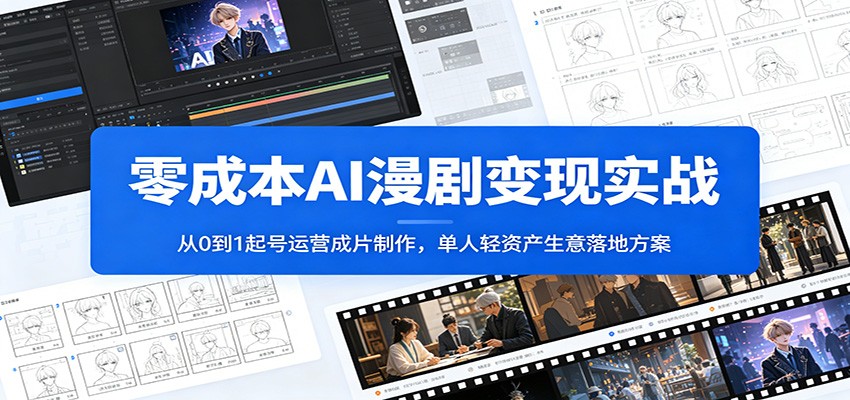 零成本AI漫剧变现实战:从0到1起号运营成片制作,单人轻资产生意落地方案-靠谱项目库