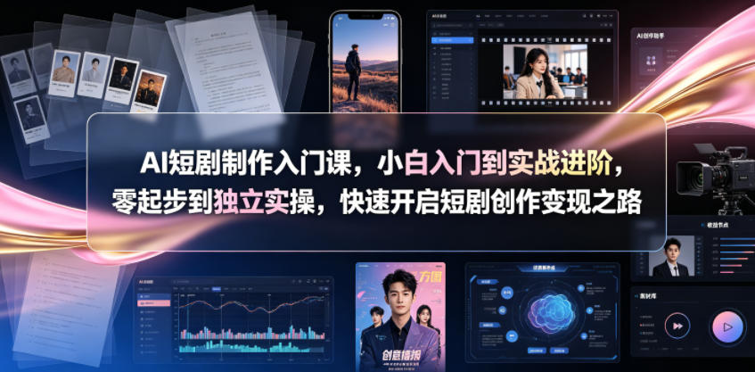 AI短剧制作入门课，小白入门到实战进阶，零起步到独立实操，快速开启短剧创作变现之路-靠谱项目库