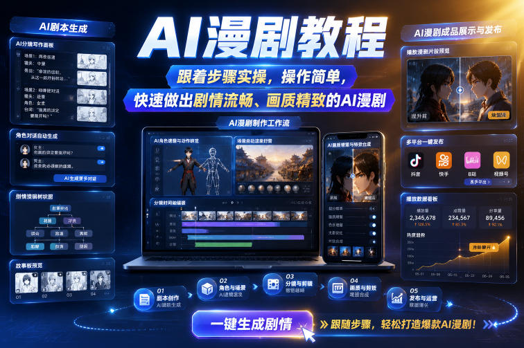 AI漫剧教程,跟着步骤实操,操作简单,快速做出剧情流畅、画质精致的AI漫剧-靠谱项目库