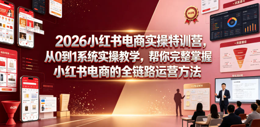 2026小红书电商实操特训营，从0到1系统实操教学，帮你完整掌握小红书电商的全链路运营方法-靠谱项目库
