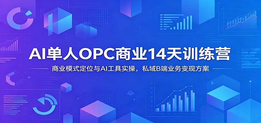 AI单人OPC商业14天训练营：商业模式定位与AI工具实操，私域B端业务变现方案-靠谱项目库