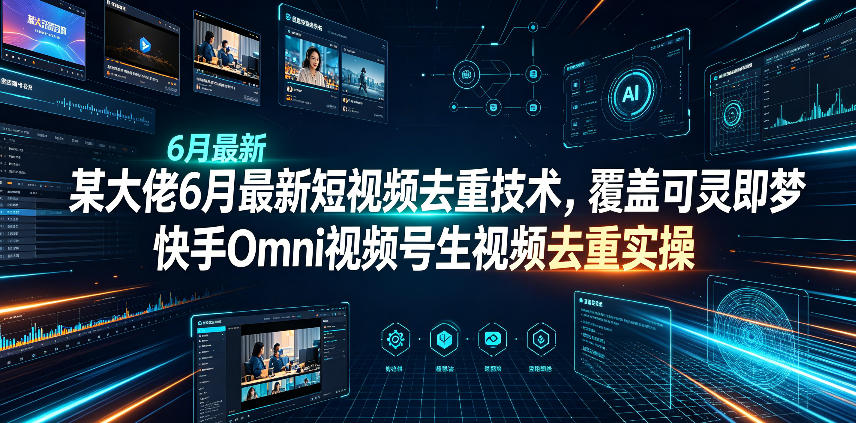 某大佬6月最新短视频去重技术，覆盖可灵即梦快手Omni视频号生视频去重实操-靠谱项目库