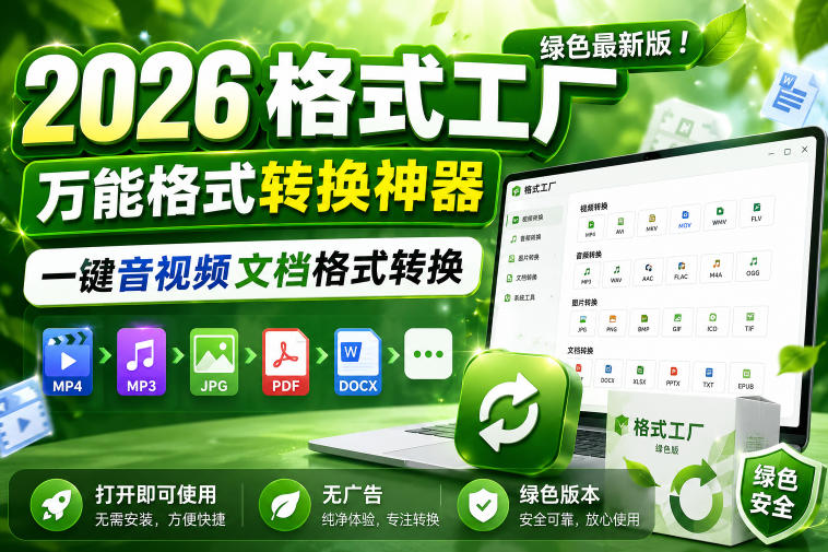 2026格式工厂绿色最新版！万能格式转换神器，一键音视频文档格式转换，打开即可使用，无广告绿色版本-靠谱项目库