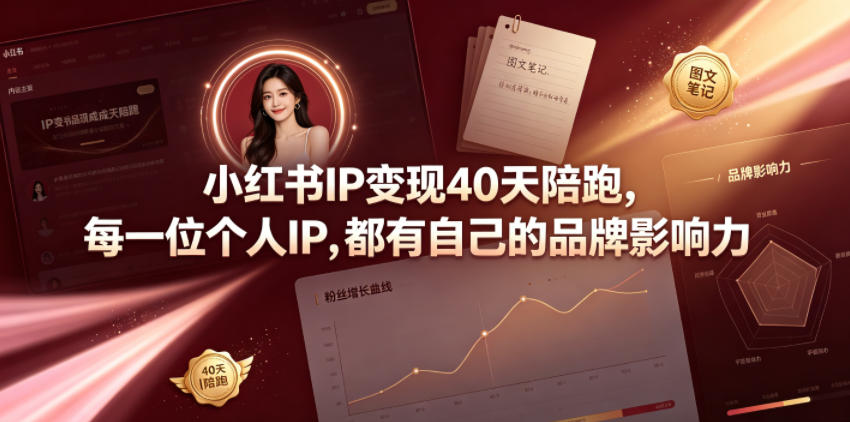 小红书IP变现40天陪跑，每一位个人IP，都有自己的品牌影响力-靠谱项目库