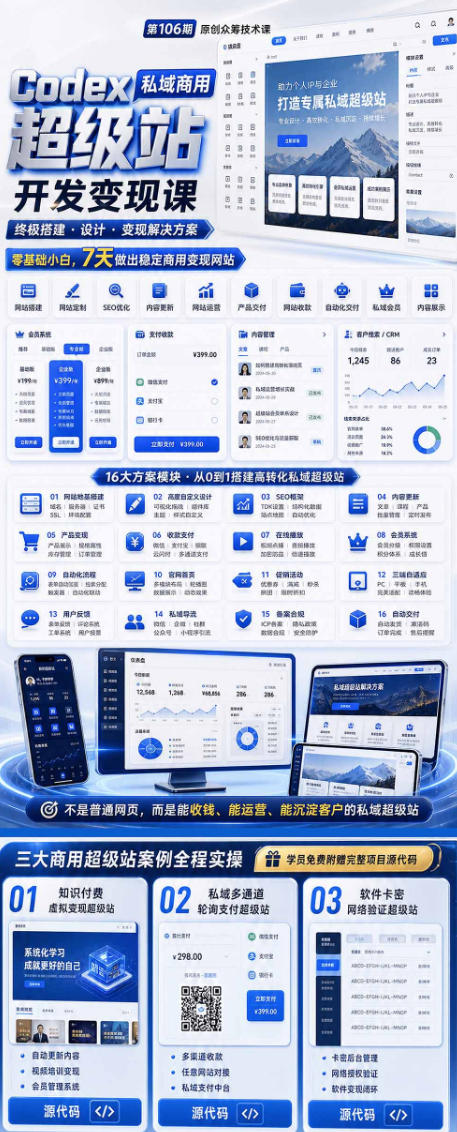 图片[2]-Codex私域商用超级站Ai开发变现课，7天带你从零基础到能自己动手做出能收钱、能运营、能沉淀客户的私域超级站-靠谱项目库