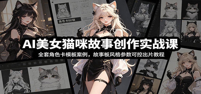 AI美女猫咪故事创作实战课:全套角色卡模板案例,故事板风格参数可控出片教程-靠谱项目库