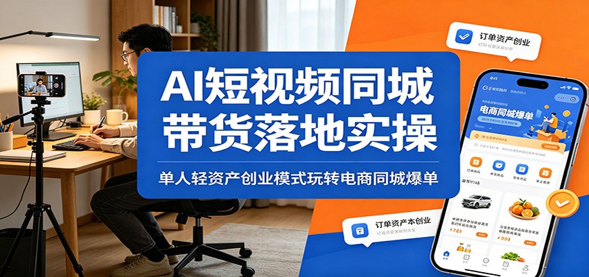 AI短视频同城带货落地实操：单人轻资产创业模式玩转电商同城爆单-靠谱项目库