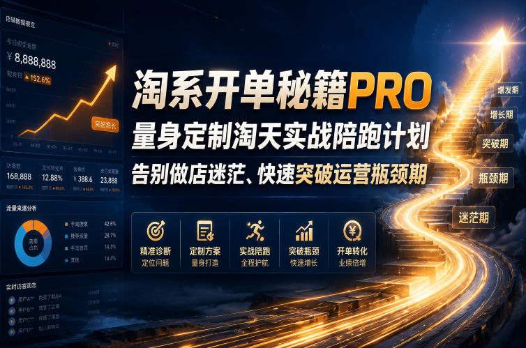 淘系开单秘籍PRO，量身定制淘天实战陪跑计划，告别做店迷茫、快速突破运营瓶颈期（2026年6月11）-靠谱项目库