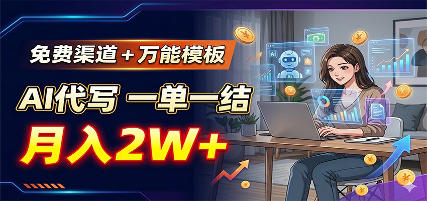 免费渠道+万能模板,AI代写一单一结,月入2W+-靠谱项目库