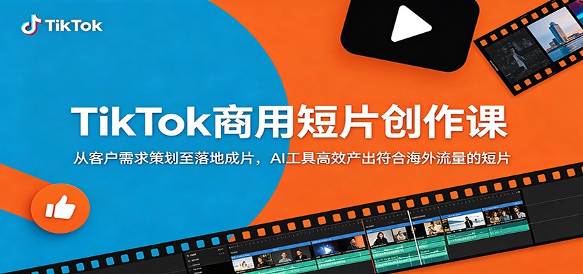 TikTok商用短片创作课：从客户需求策划至落地成片，AI工具高效产出符合海外流量的短片-靠谱项目库