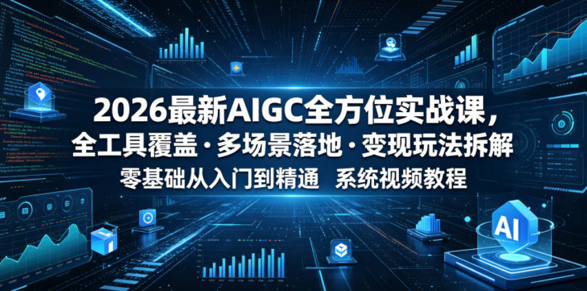 2026最新AIGC全方位实战课,全工具覆盖・多场景落地・变现玩法拆解,零基础从入门到精通系统视频教程-靠谱项目库