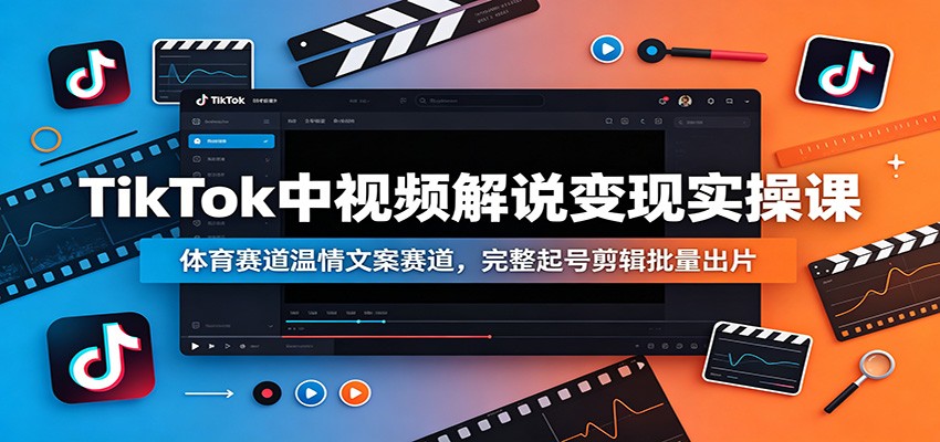 TikTok中视频解说变现实操课:体育赛道温情文案赛道,完整起号剪辑批量出片-靠谱项目库